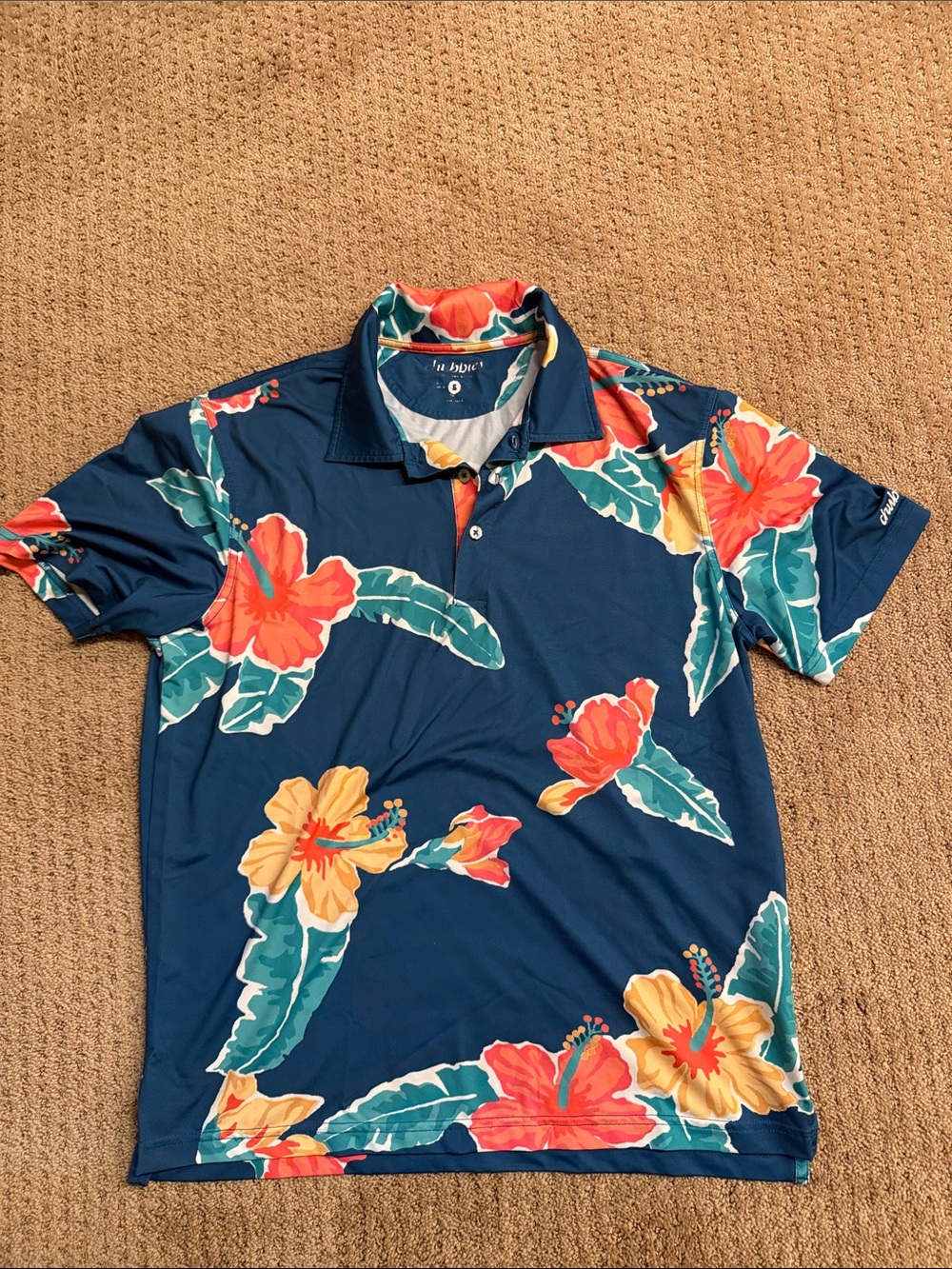 Men’s chubbies Hawaiian golf polo stretchy small